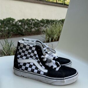Vans Black and White Checkered High-Top Sneakers